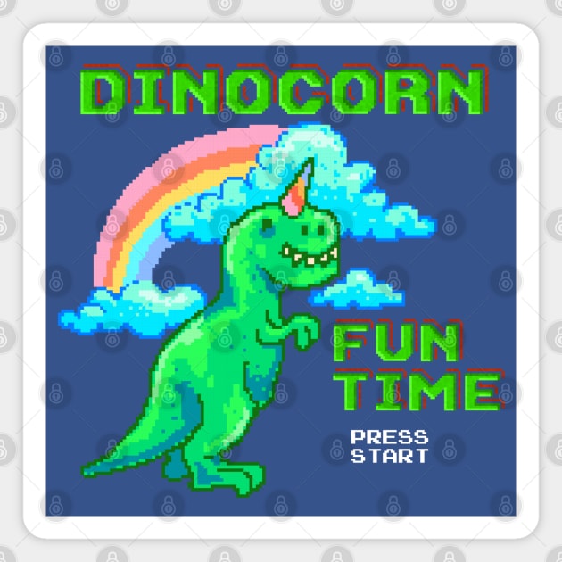 8-Bit Dinocorn Fun Time Magnet by machmigo